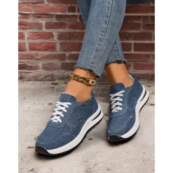 Women's Stylish Denim Sneakers with White Sole | Perfect for Casual and Everyday Wear