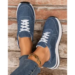 Women's Stylish Denim Sneakers with White Sole | Perfect for Casual and Everyday Wear
