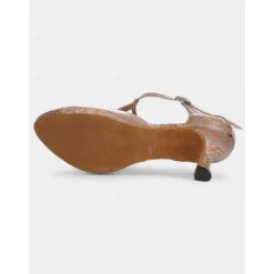 Women's Stylish Metallic Latin Dance Shoes with Soft Suede Sole and T-Strap | Perfect for Practice and Performances