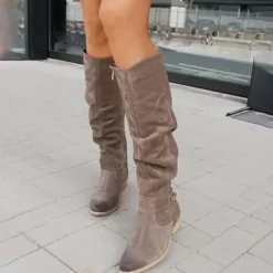 Women's Suede Over-the-Knee Boots with Slouchy Design - Perfect for Fall Fashion, Casual Outings, and Outdoor Adventures