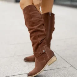 Women's Suede Over-the-Knee Boots with Slouchy Design - Perfect for Fall Fashion, Casual Outings, and Outdoor Adventures