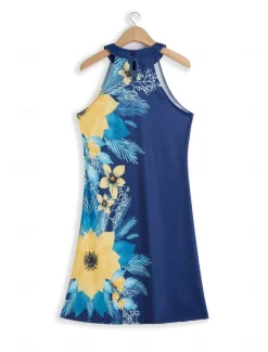 Women's Summer Dress Halter Neck Dress Print Dress Active Fashion Streetwear Outdoor Vacation Daily Regular Fit Paisley Sleeveless Halter Neck Yellow Royal Blue Blue Dark Blue Summer Spring