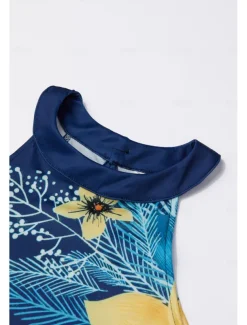 Women's Summer Dress Halter Neck Dress Print Dress Active Fashion Streetwear Outdoor Vacation Daily Regular Fit Paisley Sleeveless Halter Neck Yellow Royal Blue Blue Dark Blue Summer Spring