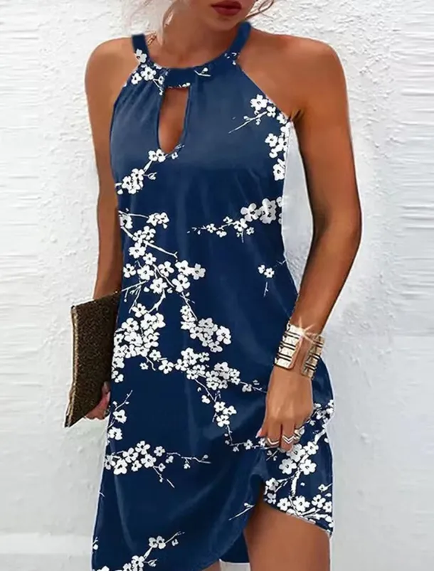 Women's Summer Dress Halter Neck Dress Print Dress Active Fashion Streetwear Outdoor Vacation Daily Regular Fit Paisley Sleeveless Halter Neck Yellow Royal Blue Blue Dark Blue Summer Spring