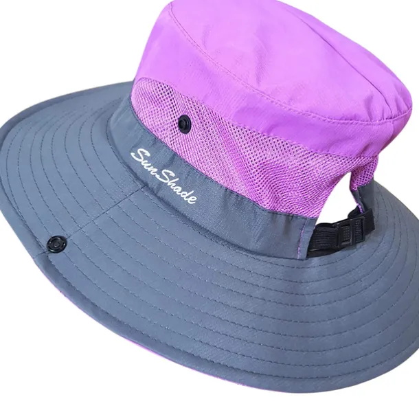 Women's Sun Hats Wide Brim Outdoor UV Protection Foldable Mesh Beach Fishing Hat with Ponytail Hole Hiking Hat Bucket Hat Boonie hat Summer Portable Breathable Patchwork Green Black Red Fuchsia