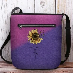 Women's Sunflower Print Crossbody Bag - Large Capacity Waterproof Fabric Shoulder Bag with Adjustable Shoulder Strap, Inspired 