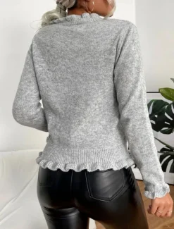 Women's Sweater Cardigan Casual Soft Pure Color Ribbed V Neck Buttons Knitted Long Sleeve Regular Tops Knit Outdoor Daily Weekend Pink Brown Fall Winter