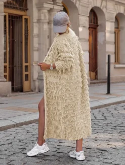 Women's Sweater Cardigan Casual Soft Pure Color Ribbed Open Front Tassel Knitted Long Sleeve Long Tops Knit Outdoor Daily Weekend Black Khaki Fall Winter