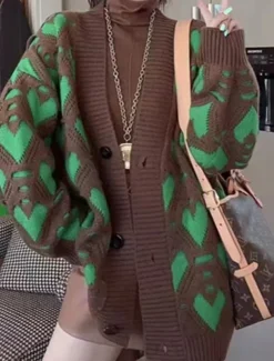 Women's Sweater Cardigan Casual Soft Pure Color Ribbed V Neck Buttons Knitted Print Long Sleeve Long Tops Knit Outdoor Daily Weekend Black Pink Fall Winter