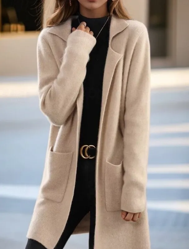 Women's Sweater Cardigan Sweater Jacket Shirt Collar Knit Pocket Knitted Spring Fall Home Daily Weekend Elegant Daily Casual Long Sleeve Pure Color Black Camel