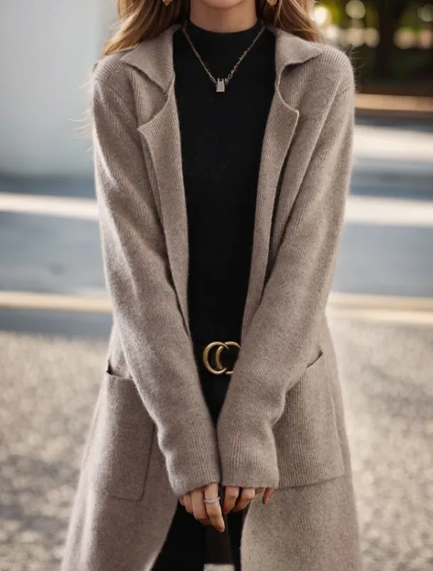 Women's Sweater Cardigan Sweater Jacket Shirt Collar Knit Pocket Knitted Spring Fall Home Daily Weekend Elegant Daily Casual Long Sleeve Pure Color Black Camel