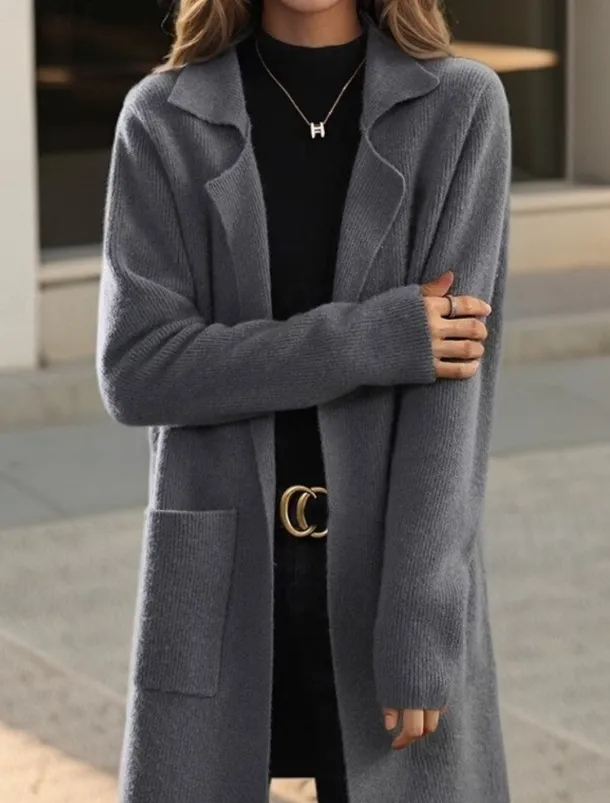 Women's Sweater Cardigan Sweater Jacket Shirt Collar Knit Pocket Knitted Spring Fall Home Daily Weekend Elegant Daily Casual Long Sleeve Pure Color Black Camel