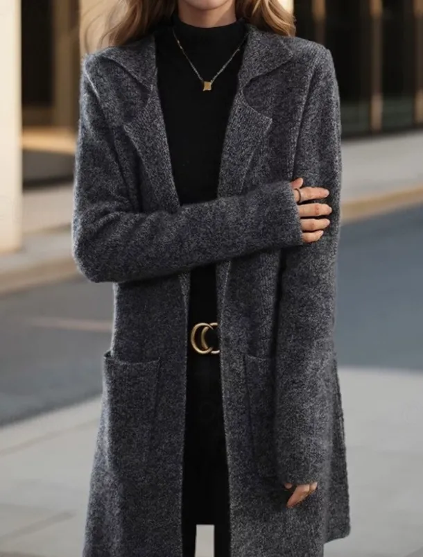 Women's Sweater Cardigan Sweater Jacket Shirt Collar Knit Pocket Knitted Spring Fall Home Daily Weekend Elegant Daily Casual Long Sleeve Pure Color Black Camel