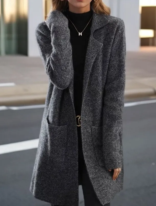 Women's Sweater Cardigan Sweater Jacket Shirt Collar Knit Pocket Knitted Spring Fall Home Daily Weekend Elegant Daily Casual Long Sleeve Pure Color Black Camel