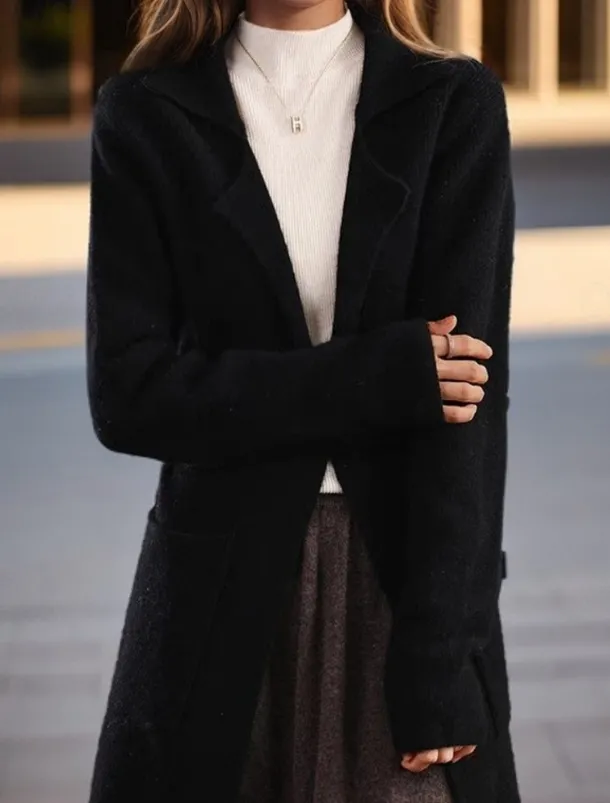 Women's Sweater Cardigan Sweater Jacket Shirt Collar Knit Pocket Knitted Spring Fall Home Daily Weekend Elegant Daily Casual Long Sleeve Pure Color Black Camel