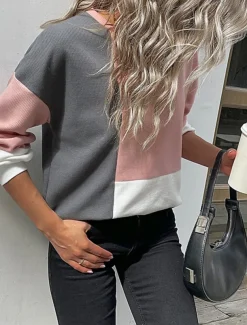 Women's Sweater Casual Soft Plaid Waffle Crew Neck Knitted Long Sleeve Regular Tops Knit Outdoor Daily Weekend Dark Gray Fall Winter