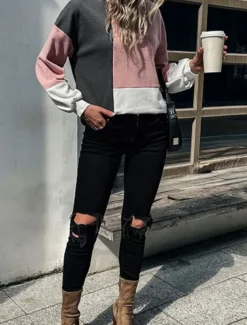 Women's Sweater Casual Soft Plaid Waffle Crew Neck Knitted Long Sleeve Regular Tops Knit Outdoor Daily Weekend Dark Gray Fall Winter