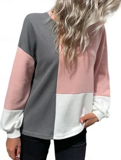 Women's Sweater Casual Soft Plaid Waffle Crew Neck Knitted Long Sleeve Regular Tops Knit Outdoor Daily Weekend Dark Gray Fall Winter