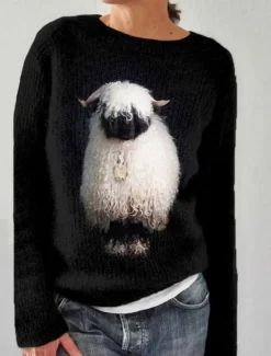 Women's Sweater Casual Soft Graphic Color Block Striped Ribbed Crew Neck Knitted Print Long Sleeve Regular Tops Knit Outdoor Daily Weekend Black Yellow Fall Winter