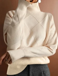 Women's Sweater Casual Soft Pure Color Ribbed Turtleneck Knitted Long Sleeve Regular Tops Knit Outdoor Daily Weekend Fuchsia Orange Fall Winter