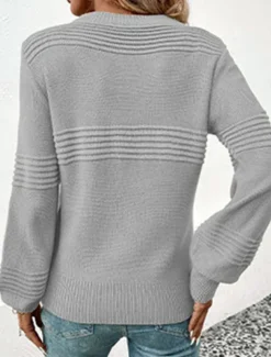 Women's Sweater Casual Soft Pure Color Ribbed Crew Neck Knitted Long Sleeve Regular Tops Knit Outdoor Daily Weekend Army Green Coffee Fall Winter