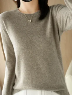 Women's Sweater Casual Soft Pure Color Ribbed Crew Neck Knitted Long Sleeve Regular Tops Knit Outdoor Daily Weekend Black Red Fall Winter