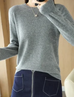 Women's Sweater Casual Soft Pure Color Ribbed Crew Neck Knitted Long Sleeve Regular Tops Knit Outdoor Daily Weekend Black Red Fall Winter