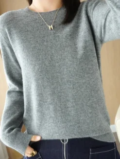 Women's Sweater Casual Soft Pure Color Ribbed Crew Neck Knitted Long Sleeve Regular Tops Knit Outdoor Daily Weekend Black Red Fall Winter