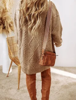 Women's Sweater Dress Casual Soft Pure Color Cable Crew Neck Knitted Long Sleeve Long Tops Knit Outdoor Daily Weekend Black Green Fall Winter