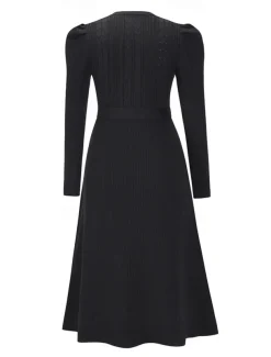 Women's Sweater Dress Fashion Elegant Dress Solid Color Ribbed Crew Neck Knitted Long Sleeve Regular Tops Knit Work Daily Black Green Fall Winter