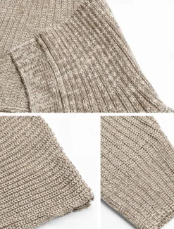 Women's Sweater Pullover Sweater Jumper Casual Soft Solid Color Ribbed Hooded Knitted Long Sleeve Regular Tops Knit Outdoor Daily Weekend Khaki Fall Winter