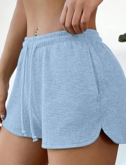 Women's Sweatpants Chinos Shorts Vacation Vintage Fashion Short High Waist Plain Pocket Elastic Waistband Comfy Soft Comfortable Micro-elastic Outdoor Street Sky Blue Light Grey Light Green Summer