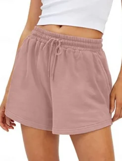 Women's Sweatpants Chinos Shorts Fashion Streetwear Casual Full Length High Waist Plain Pocket Elastic Waistband Comfy Soft Comfortable Micro-elastic Outdoor Street Light Gray Black White Pink Summer