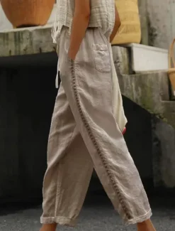 Women's Sweatpants Chinos Fashion Streetwear Ankle-Length High Waist Plain Lace Pocket Elastic Waistband Comfy Soft Comfortable Micro-elastic Outdoor Street Black White Khaki Gray Summer Regular Fit