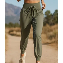 Women's Sweatpants tracksuit bottoms Drawstring Bottoms Outdoor Sports & Outdoor Casual Elastic Tennis Golf Running Regular Fit Sportswear Activewear Solid Colored Black Green Khaki