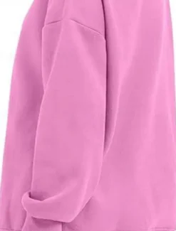 Women's Sweatshirt Casual Plain Street Dailywear Crew Neck Pocket Long Sleeve Black Pink Khaki Fall Winter