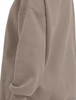 Women's Sweatshirt Casual Plain Street Dailywear Crew Neck Pocket Long Sleeve Black Pink Khaki Fall Winter