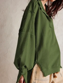 Women's Sweatshirt Casual Plain Street Dailywear V Neck Buttons Long Sleeve White Fuchsia Green Fall Winter