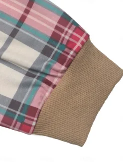 Women's Sweatshirt Casual Plaid Street Dailywear Crew Neck Zipper Print Long Sleeve Khaki Fall Winter