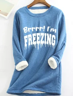 Women's Sweatshirt Fleece Letter Street Dailywear Print Casual Comfrt Crew Neck Long Sleeve Micro-elastic Fall Winter Comfrt Breathable Soft Fabric