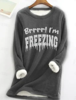 Women's Sweatshirt Fleece Letter Street Dailywear Print Casual Comfrt Crew Neck Long Sleeve Micro-elastic Fall Winter Comfrt Breathable Soft Fabric