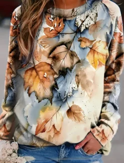 Women's Sweatshirt Graphic Street Dailywear Print Casual Crew Neck Long Sleeve Micro-elastic Fall Winter Comfrt Breathable Soft Fabric