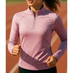 Women's Sweatshirt Running Top Golf Polo Shirt Running Shirt Slim Quarter Zip Long Sleeve Top Breathable Quick Dry Lightweight Elastic Tennis Golf Running Sportswear Activewear Solid Colored Wine Red