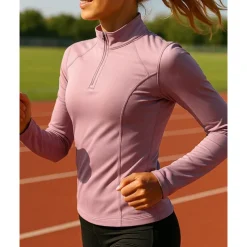 Women's Sweatshirt Running Top Golf Polo Shirt Running Shirt Slim Quarter Zip Long Sleeve Top Breathable Quick Dry Lightweight Elastic Tennis Golf Running Sportswear Activewear Solid Colored Wine Red