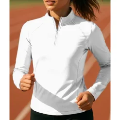 Women's Sweatshirt Running Top Golf Polo Shirt Running Shirt Slim Quarter Zip Long Sleeve Top Breathable Quick Dry Lightweight Elastic Tennis Golf Running Sportswear Activewear Solid Colored Wine Red