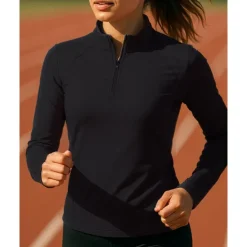 Women's Sweatshirt Running Top Golf Polo Shirt Running Shirt Slim Quarter Zip Long Sleeve Top Breathable Quick Dry Lightweight Elastic Tennis Golf Running Sportswear Activewear Solid Colored Wine Red