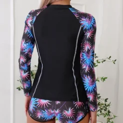 Women's Swim Trunks Rash guard Swimsuit Lightweight Long Sleeve Bathing Suit Swimsuit 2 Piece Swimming Surfing Beach Water Sports Patchwork Printed Summer Spring Autumn