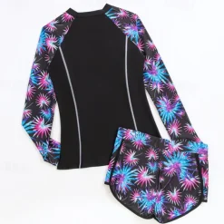 Women's Swim Trunks Rash guard Swimsuit Lightweight Long Sleeve Bathing Suit Swimsuit 2 Piece Swimming Surfing Beach Water Sports Patchwork Printed Summer Spring Autumn