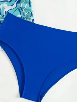 Women's Swimsuits Bikini 2 Piece Cheeky Swimsuit Backless Slim Vacation Beach Wear Floral Halter Neck Sleeveless Bathing Suits