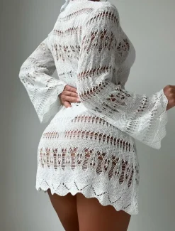 Women's Swimsuits Cover Up Swim Dress Swimsuit Cut Out Vacation Beach Wear Solid Color Round Neck Long Sleeve Bathing Suits